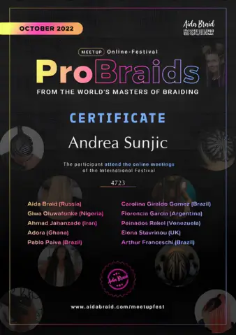 Certificate of completion of ProBraids seminars.