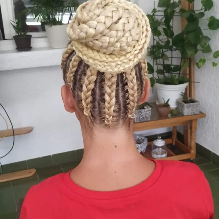 cornorw bun braids with extensions