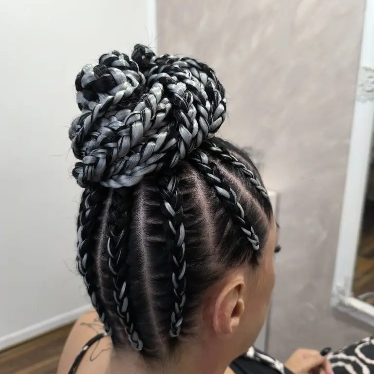 cornrow braids bun with extensions